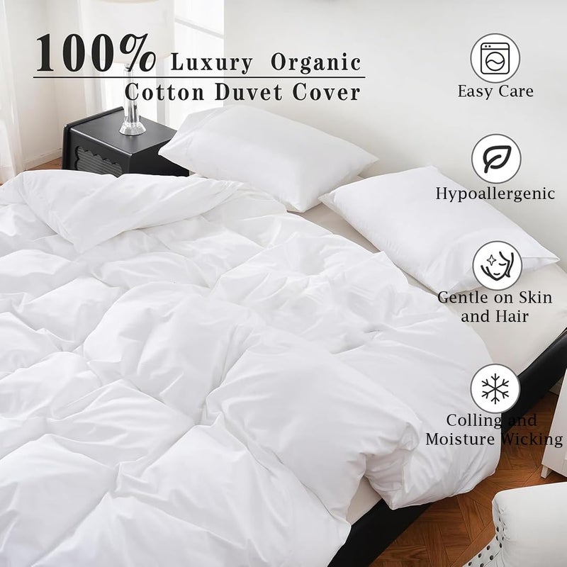 ARlinen Oversize King Duvet Cover Set, 100% Egyptian Cotton, 3 Piece Bedding Set with Zipper Closure, Includes 1 White Duvet Cover (120x98 inches) and 2 Pillow Cases (20x40 inches) - Image 5